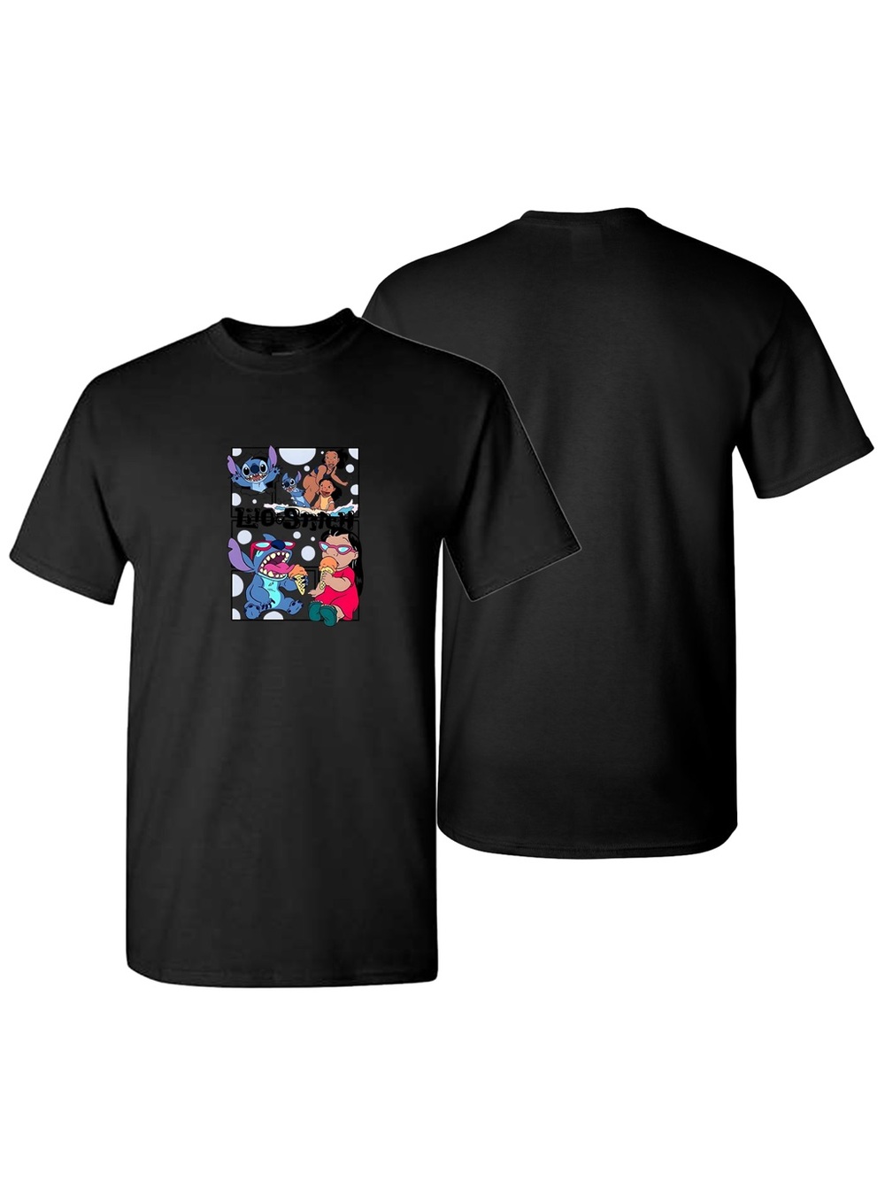 Unisex Lilo and Stitch Cotton T-Shirt Black